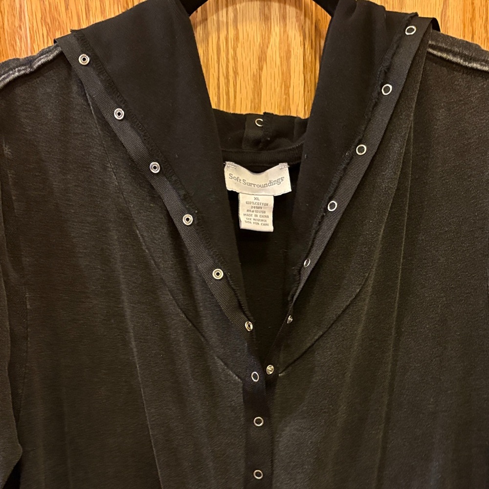 Soft Surroundings Washed Black Buttoned Duster or Dress - Picture 4 of 16